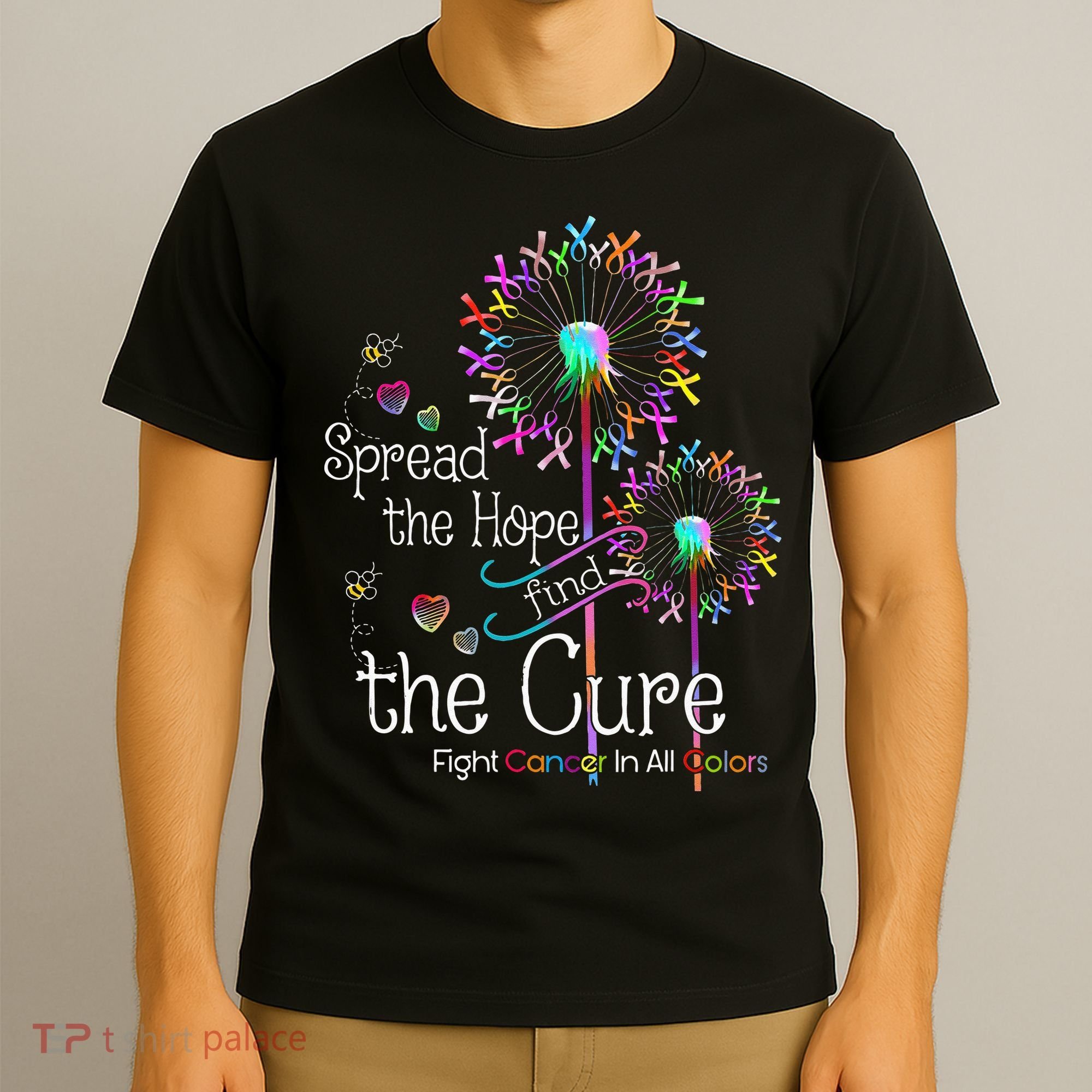 Fight Cancer In All And Every Color Ribbons Flower Heart T-Shirt