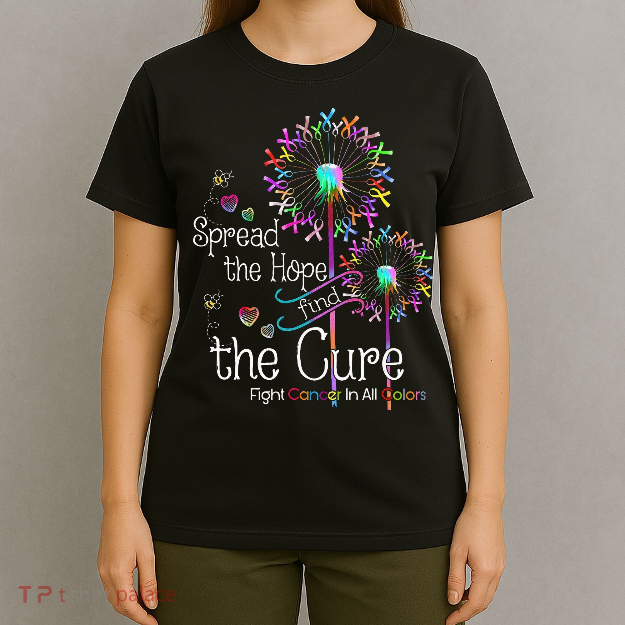 Fight Cancer In All And Every Color Ribbons Flower Heart T-Shirt