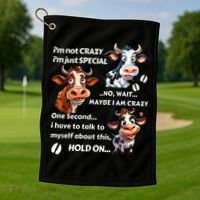 Funny Cow IM Not Crazy IM Just Special Golf Towel thumb 1