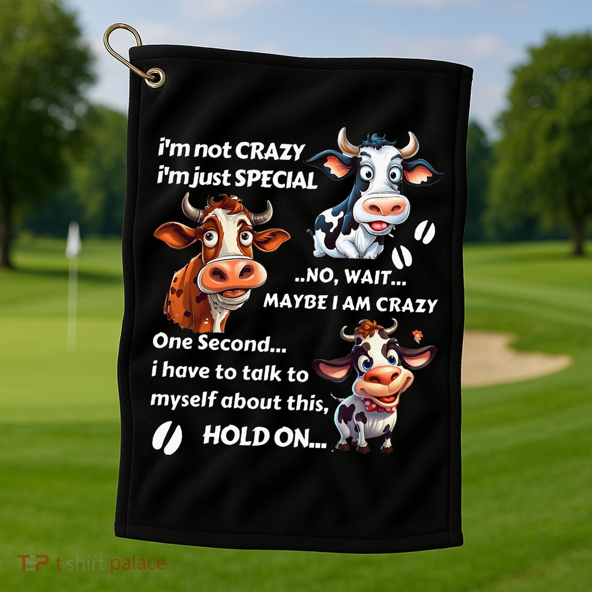 Funny Cow IM Not Crazy IM Just Special Golf Towel
