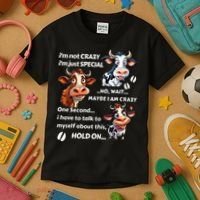 Funny Cow IM Not Crazy IM Just Special Kids T-Shirt thumb 3