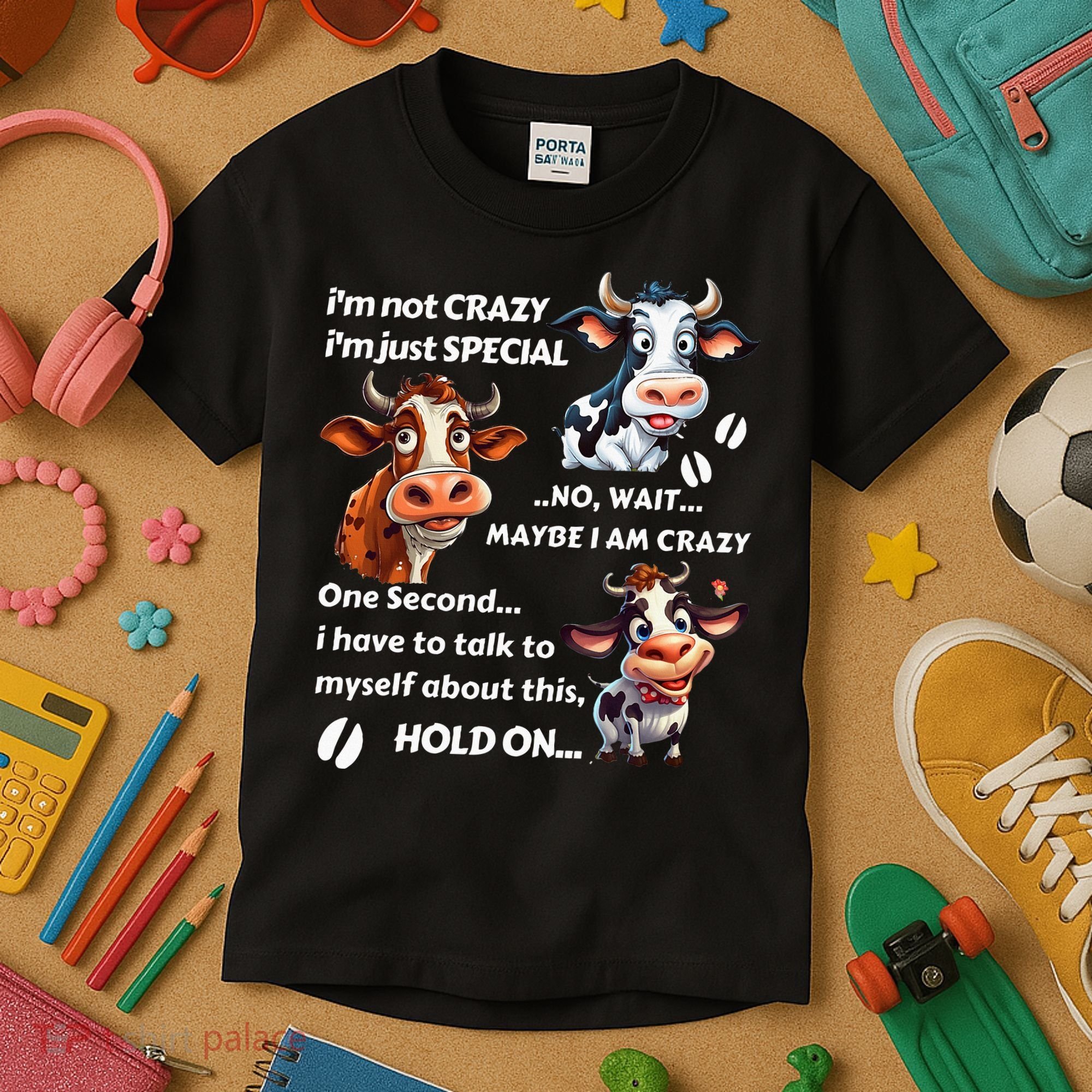 Funny Cow IM Not Crazy IM Just Special Kids T-Shirt