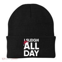 Funny Christmas I Sleigh All Day Gift Beanie thumb 0