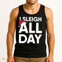 Funny Christmas I Sleigh All Day Gift Tank Top thumb 3