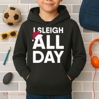 Funny Christmas I Sleigh All Day Gift Kids Hoodie thumb 2