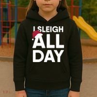 Funny Christmas I Sleigh All Day Gift Kids Hoodie thumb 3
