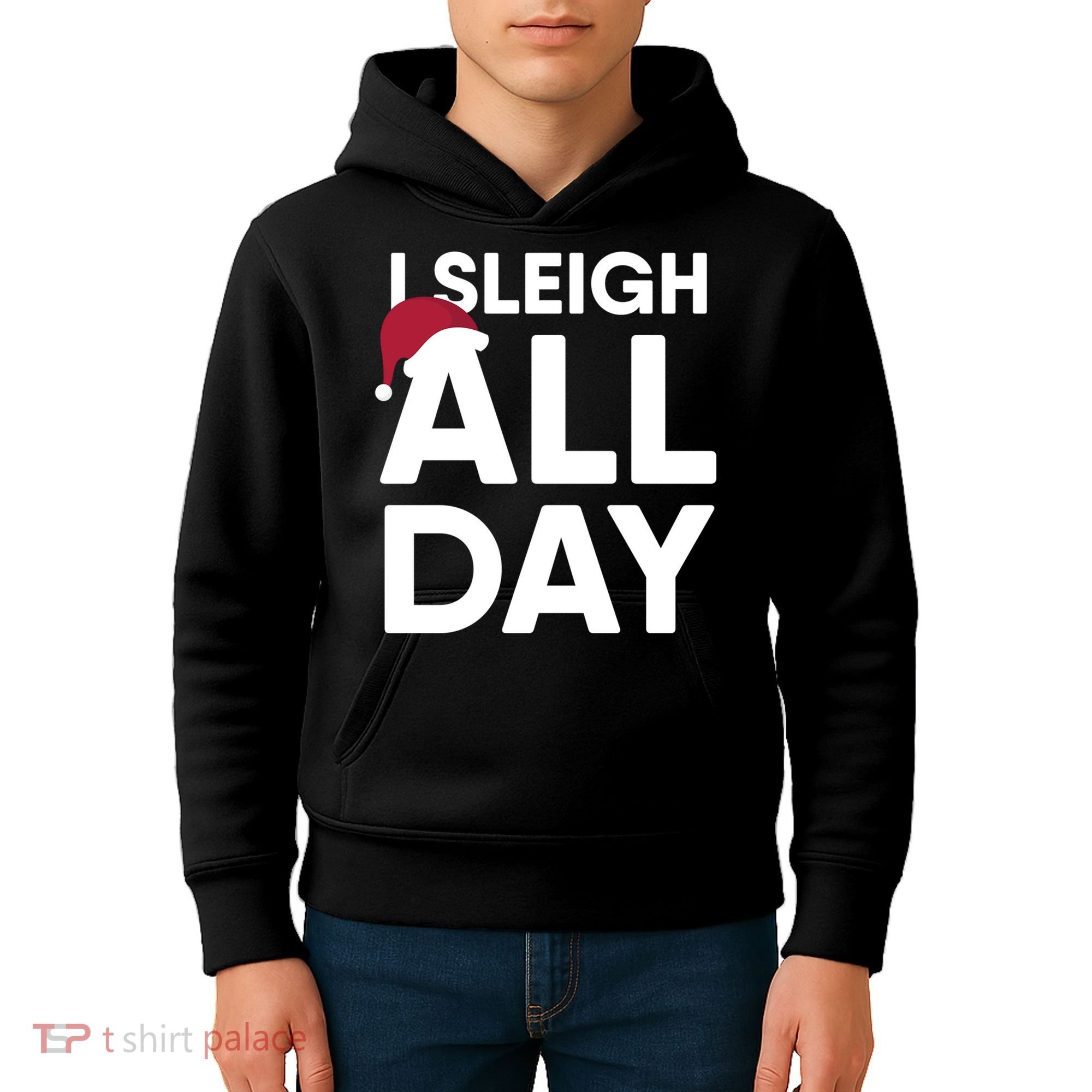 Funny Christmas I Sleigh All Day Gift Kids Hoodie