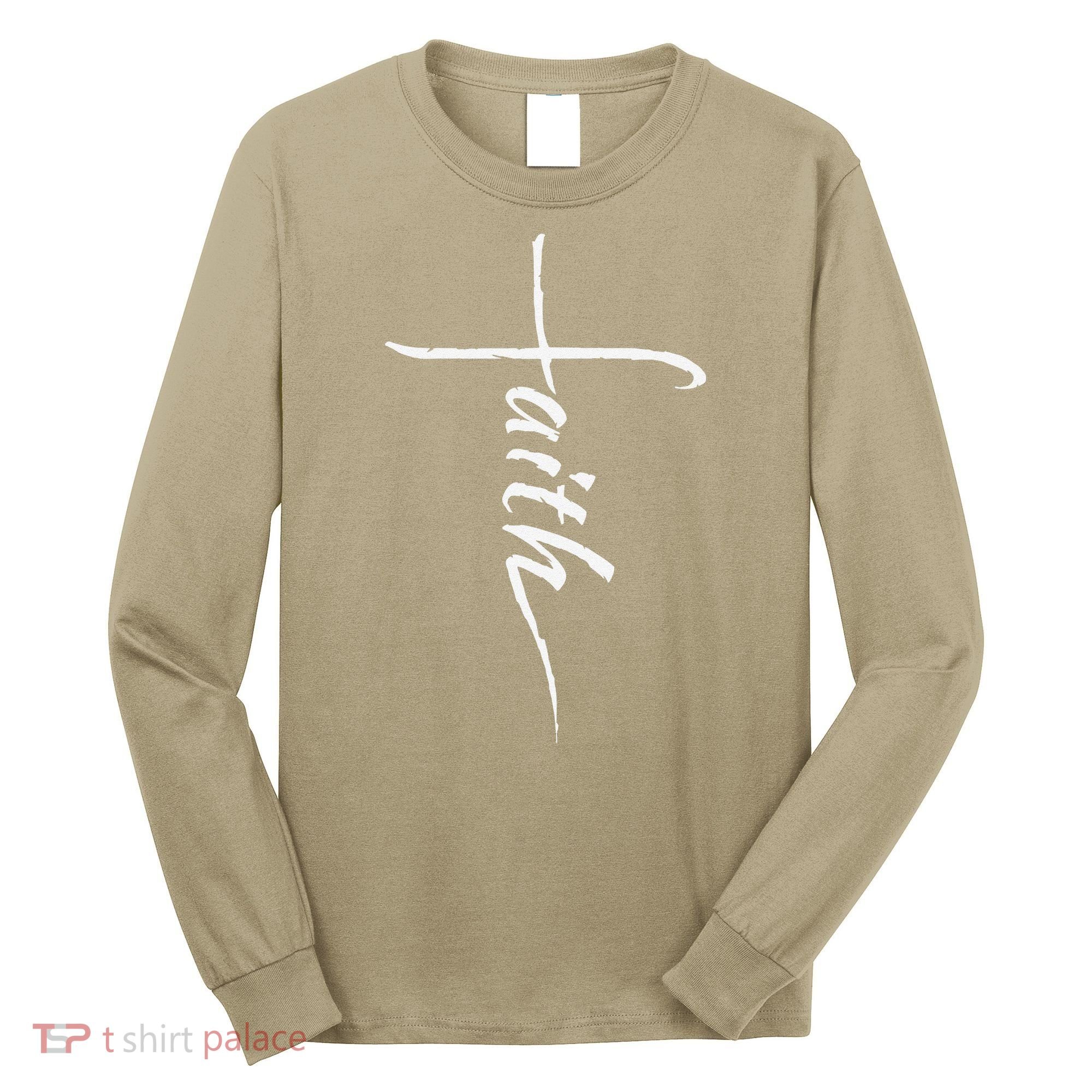 Faith Cross Inspirational Christian Religious Bible Long Sleeve Shirt