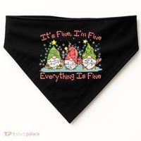 Funny Christmas It's Fine I'm Fine Everything Is Fine Gnomes USA-Made Doggie Bandana thumb 0