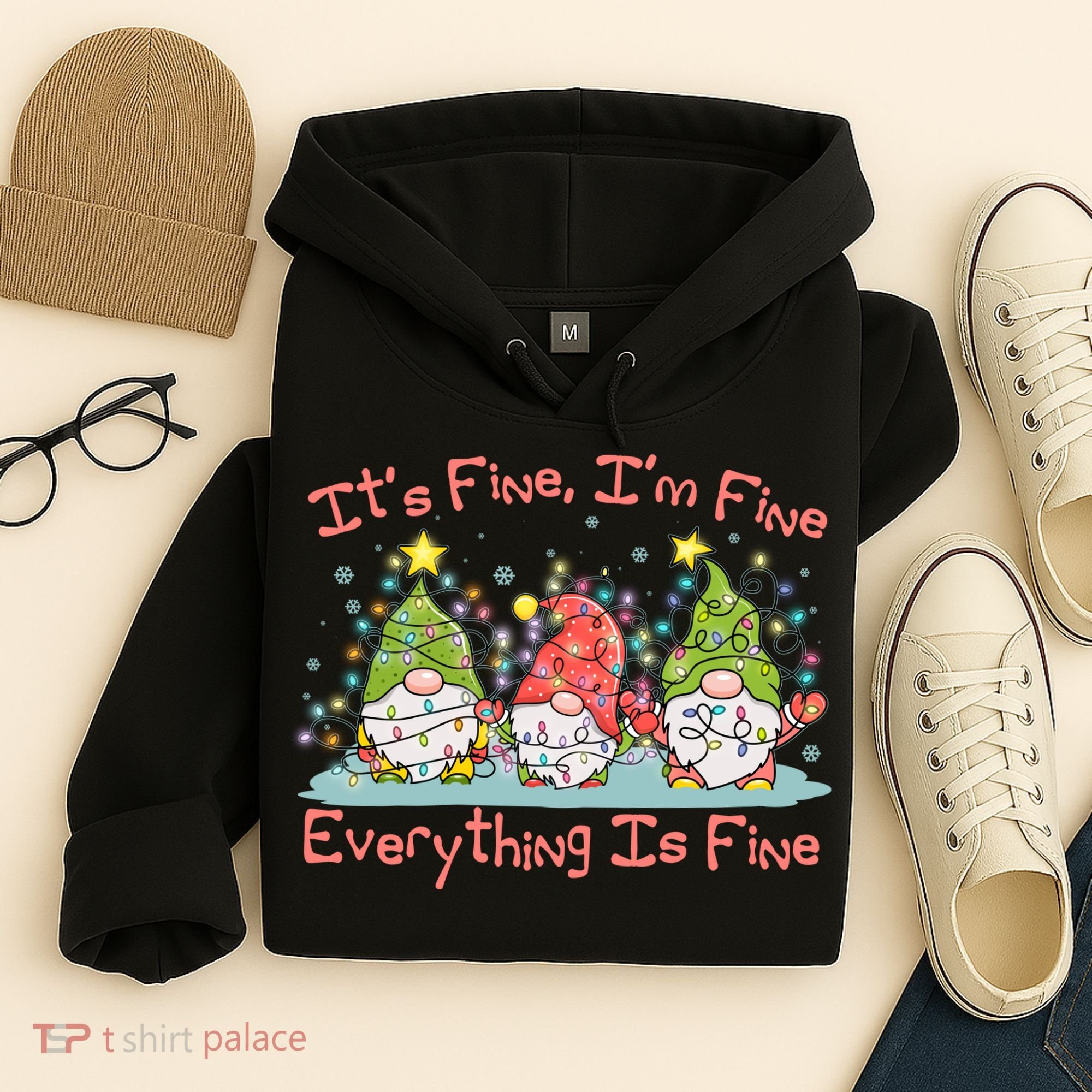 Funny Christmas It's Fine I'm Fine Everything Is Fine Gnomes Hoodie