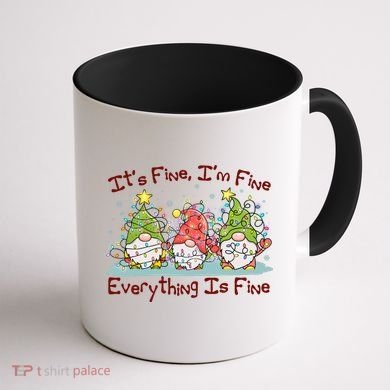 Funny Christmas It's Fine I'm Fine Everything Is Fine Gnomes Coffee Mug back