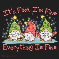 Funny Christmas It's Fine I'm Fine Everything Is Fine Gnomes Hat thumb 2