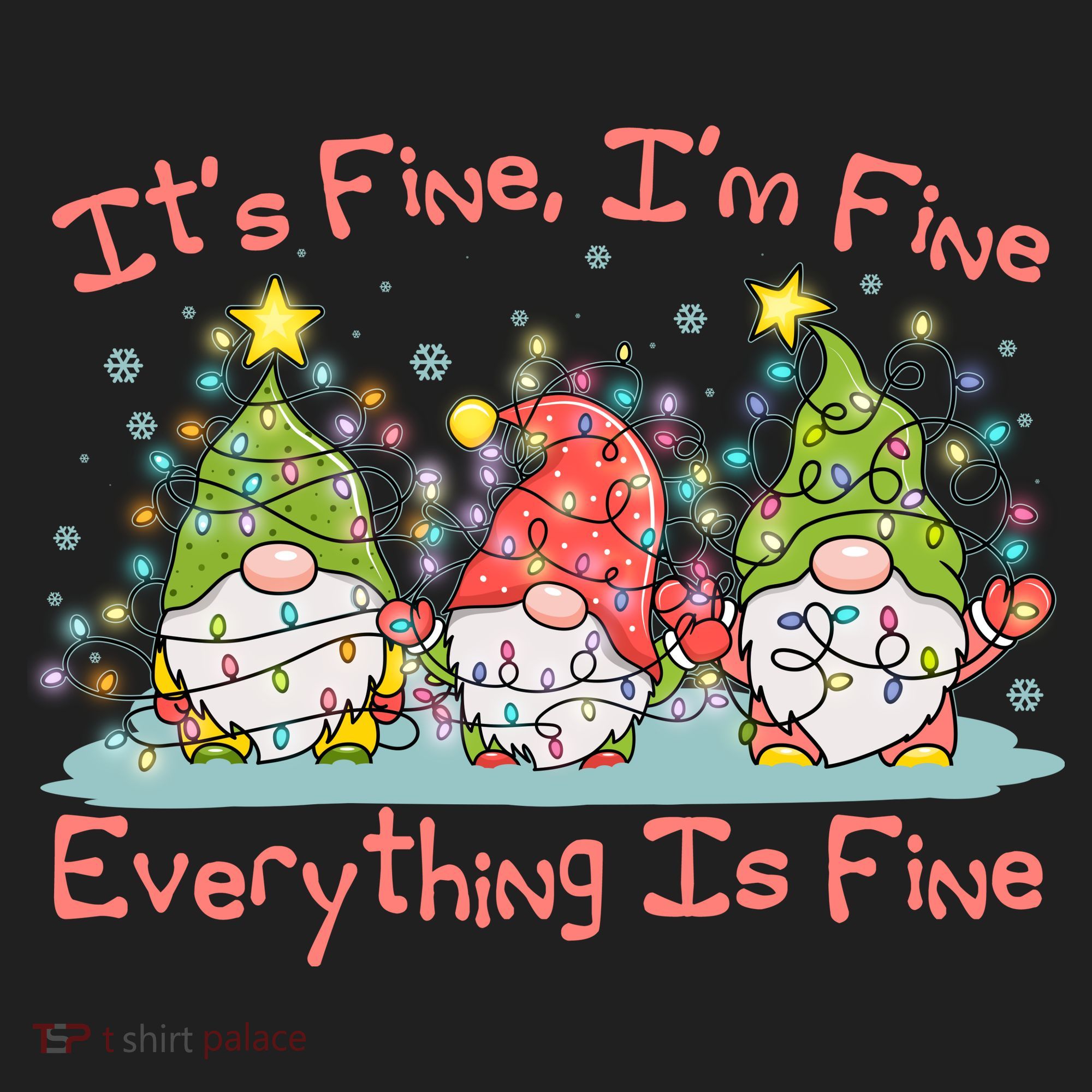 Funny Christmas It's Fine I'm Fine Everything Is Fine Gnomes Hat