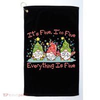 Funny Christmas It's Fine I'm Fine Everything Is Fine Gnomes Golf Towel thumb 0