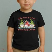 Funny Christmas It's Fine I'm Fine Everything Is Fine Gnomes Toddler T-Shirt thumb 2