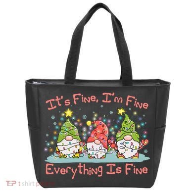 Funny Christmas It's Fine I'm Fine Everything Is Fine Gnomes Tote Bag