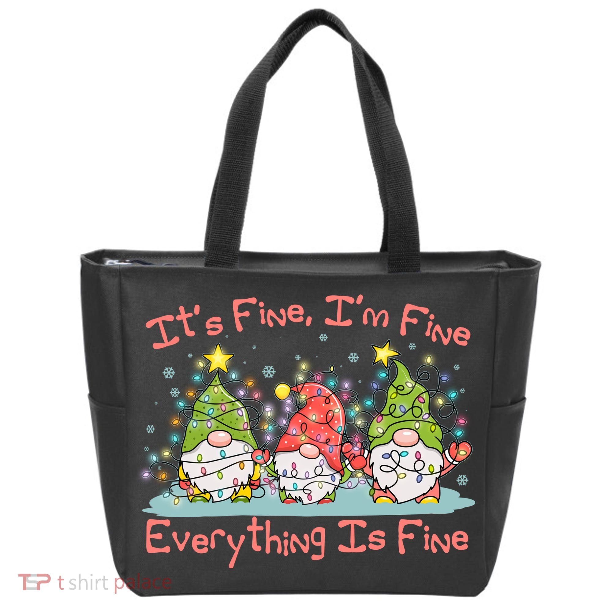 Funny Christmas It's Fine I'm Fine Everything Is Fine Gnomes Tote Bag