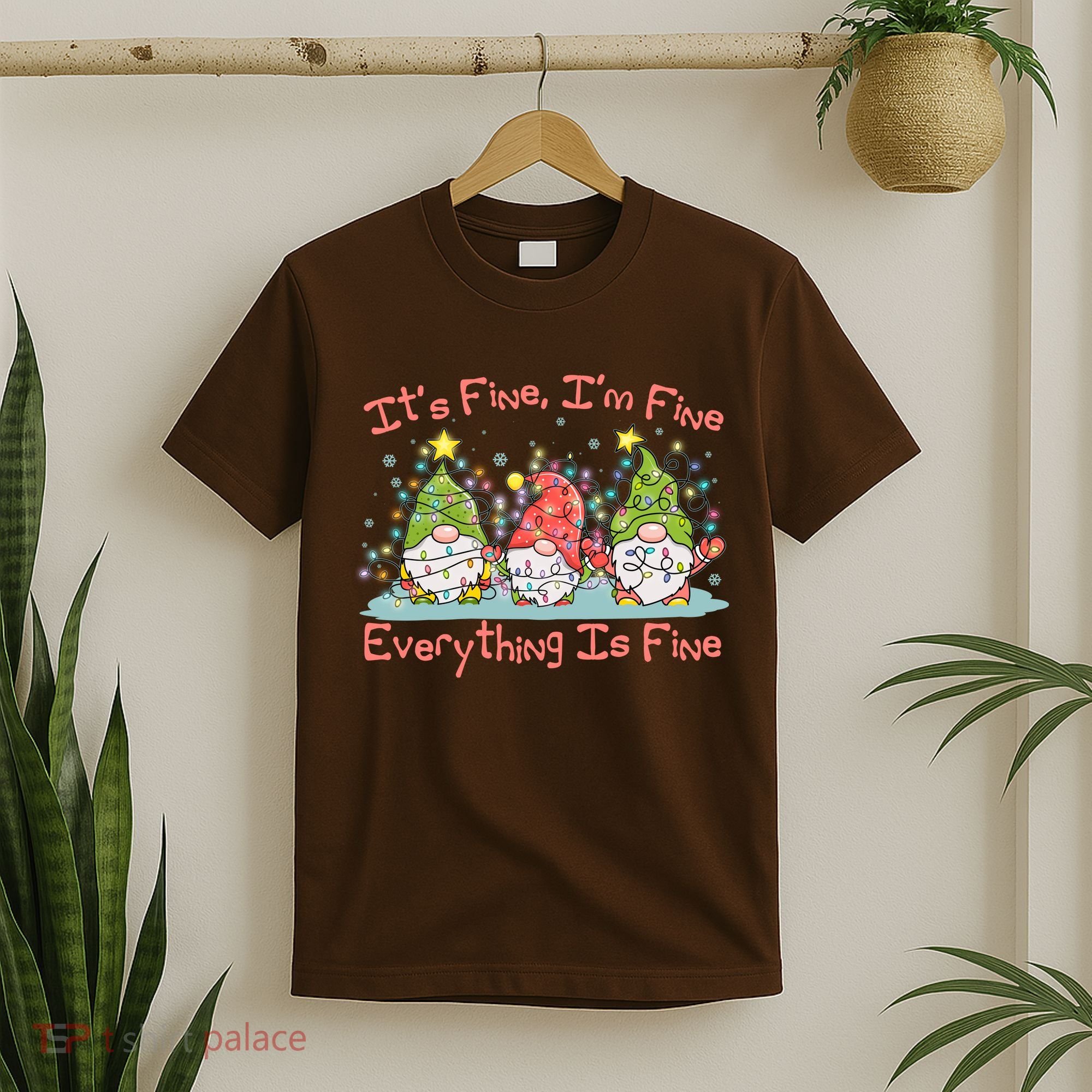 Funny Christmas It's Fine I'm Fine Everything Is Fine Gnomes T-Shirt
