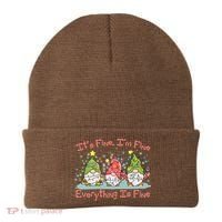 Funny Christmas It's Fine I'm Fine Everything Is Fine Gnomes Beanie thumb 0