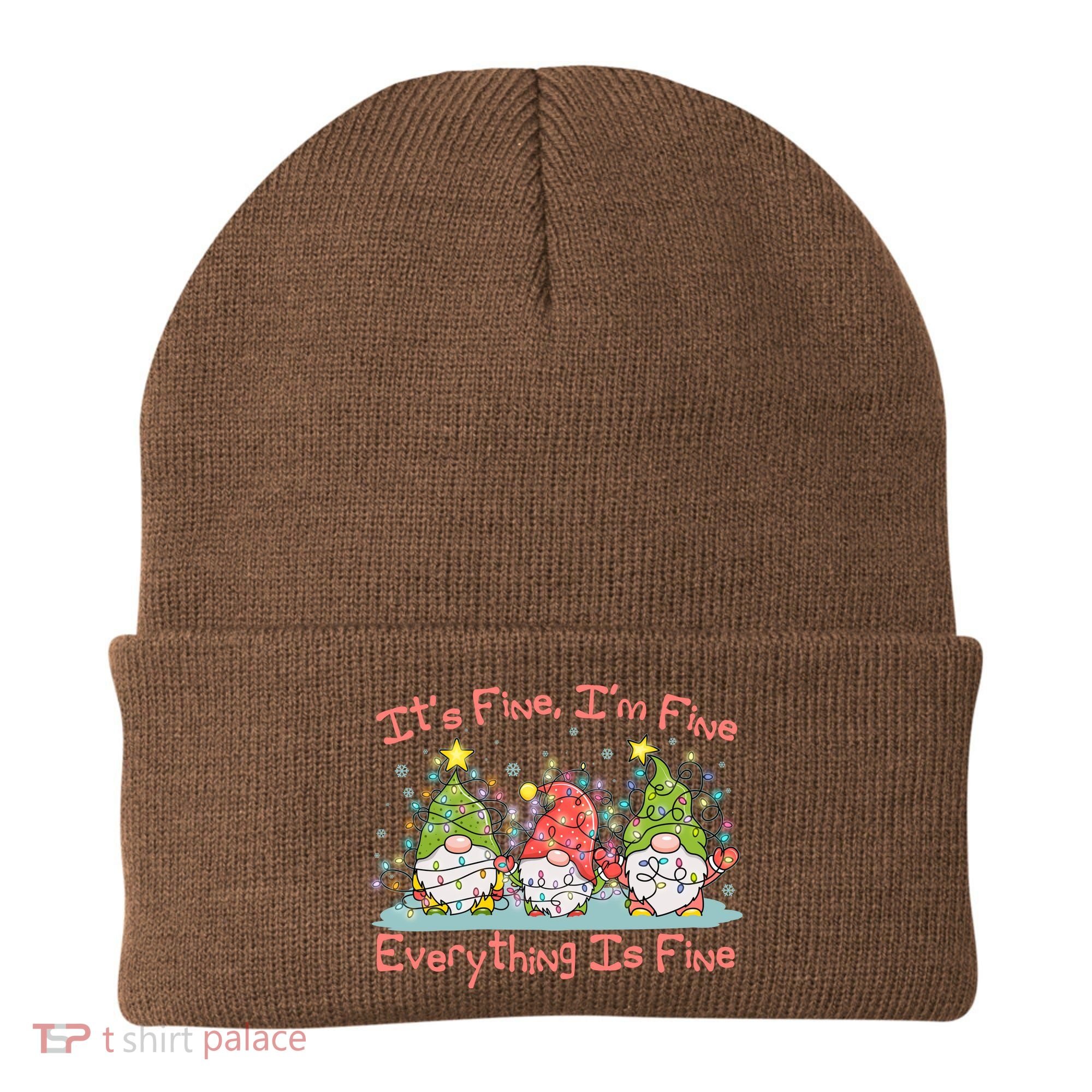 Funny Christmas It's Fine I'm Fine Everything Is Fine Gnomes Beanie