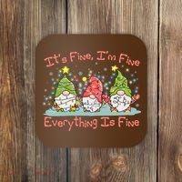 Funny Christmas It's Fine I'm Fine Everything Is Fine Gnomes Coaster thumb 0