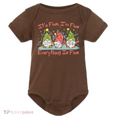 Funny Christmas It's Fine I'm Fine Everything Is Fine Gnomes Baby Bodysuit