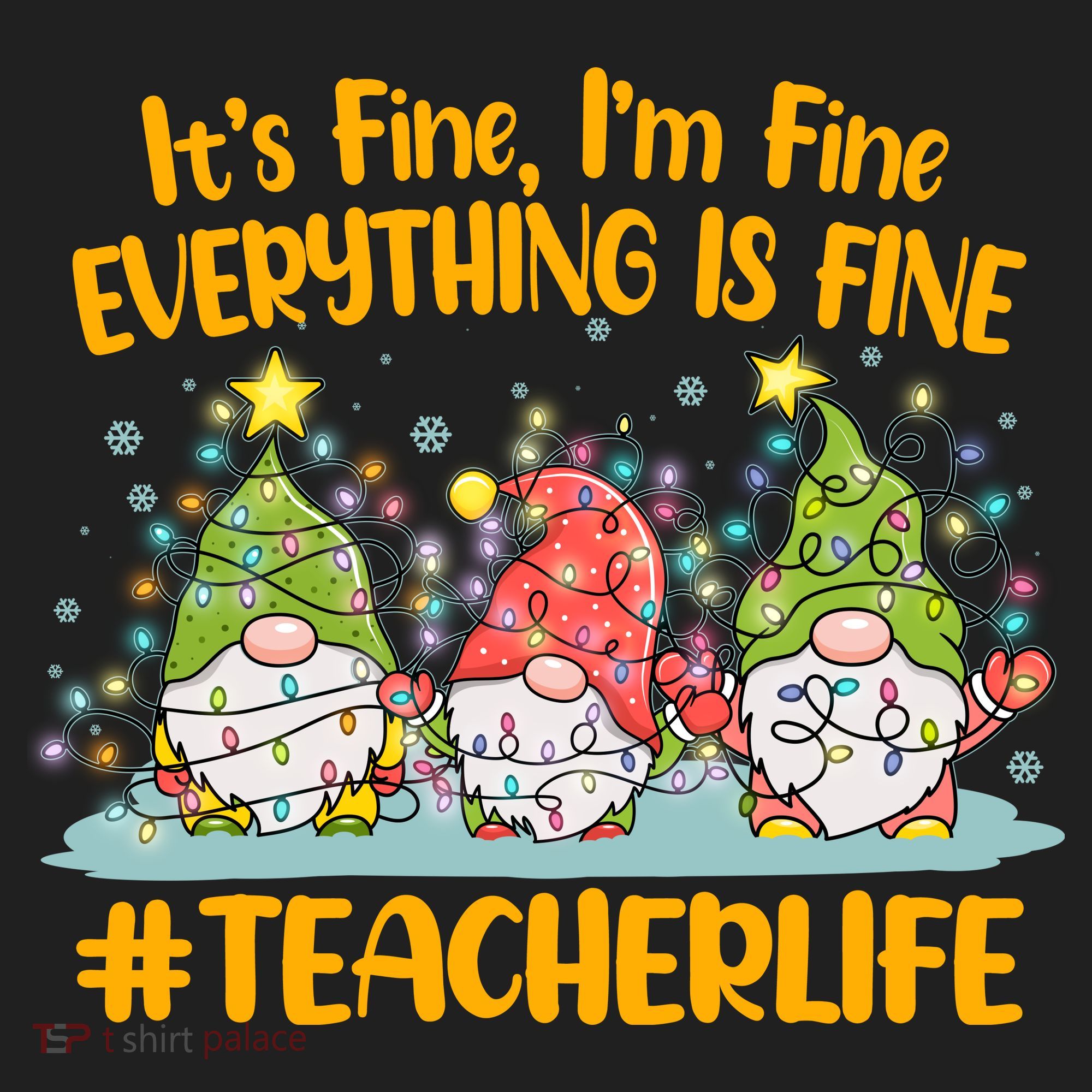 Funny Christmas It's Fine I'm Fine Everything Is Fine Gnomes #Teacher Life Beanie