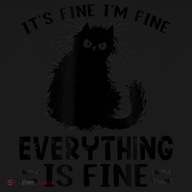 Funny cat It's Fine I'm Fine Everything Is Fine Meow Kitty Pom Pom 12in Knit Beanie