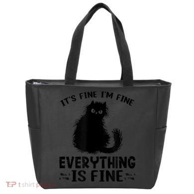 Funny cat It's Fine I'm Fine Everything Is Fine Meow Kitty Tote Bag