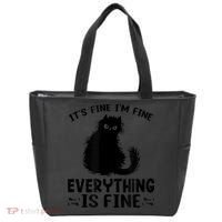 Funny cat It's Fine I'm Fine Everything Is Fine Meow Kitty Tote Bag thumb 0