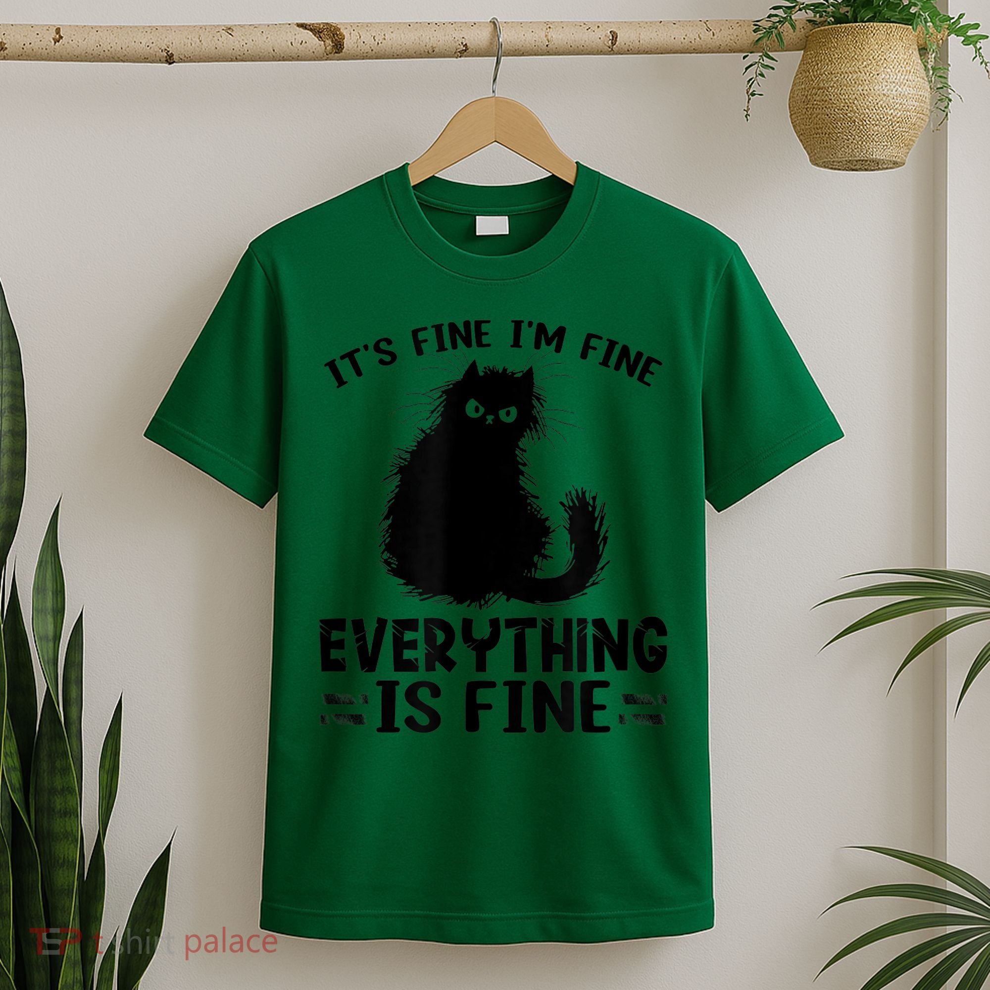 Funny cat It's Fine I'm Fine Everything Is Fine Meow Kitty T-Shirt