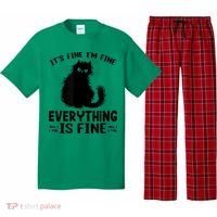 Funny cat It's Fine I'm Fine Everything Is Fine Meow Kitty Pajama Set thumb 0