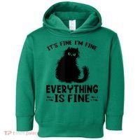Funny cat It's Fine I'm Fine Everything Is Fine Meow Kitty Toddler Hoodie thumb 0