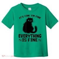 Funny cat It's Fine I'm Fine Everything Is Fine Meow Kitty Toddler T-Shirt thumb 0