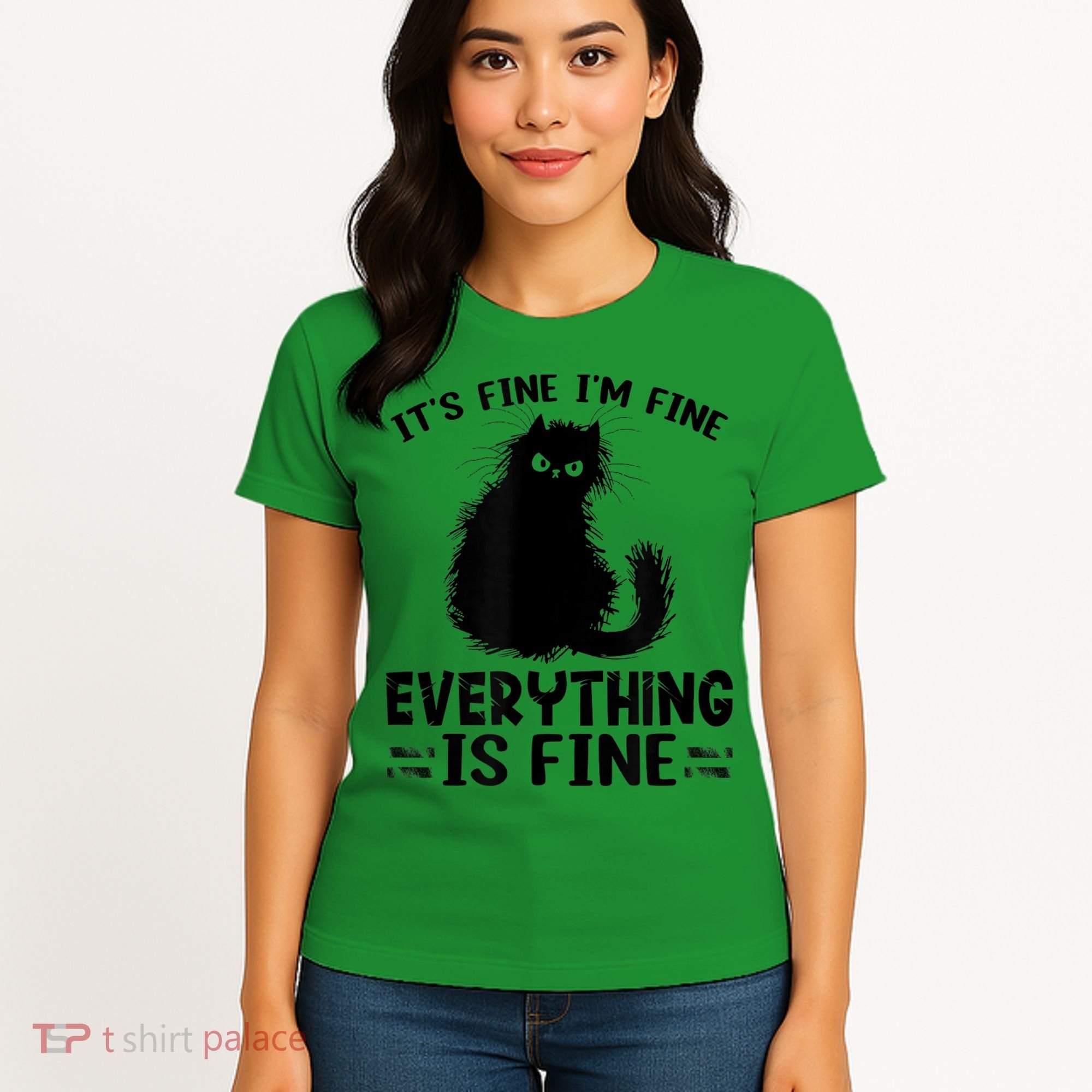 Funny cat It's Fine I'm Fine Everything Is Fine Meow Kitty Women's T-Shirt