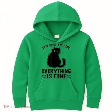 Funny cat It's Fine I'm Fine Everything Is Fine Meow Kitty Kids Hoodie
