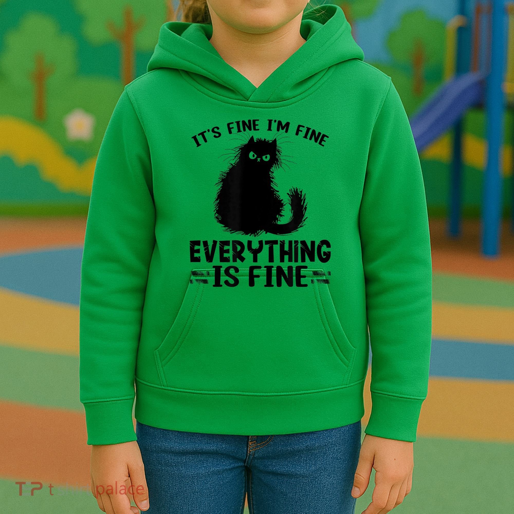 Funny cat It's Fine I'm Fine Everything Is Fine Meow Kitty Kids Hoodie