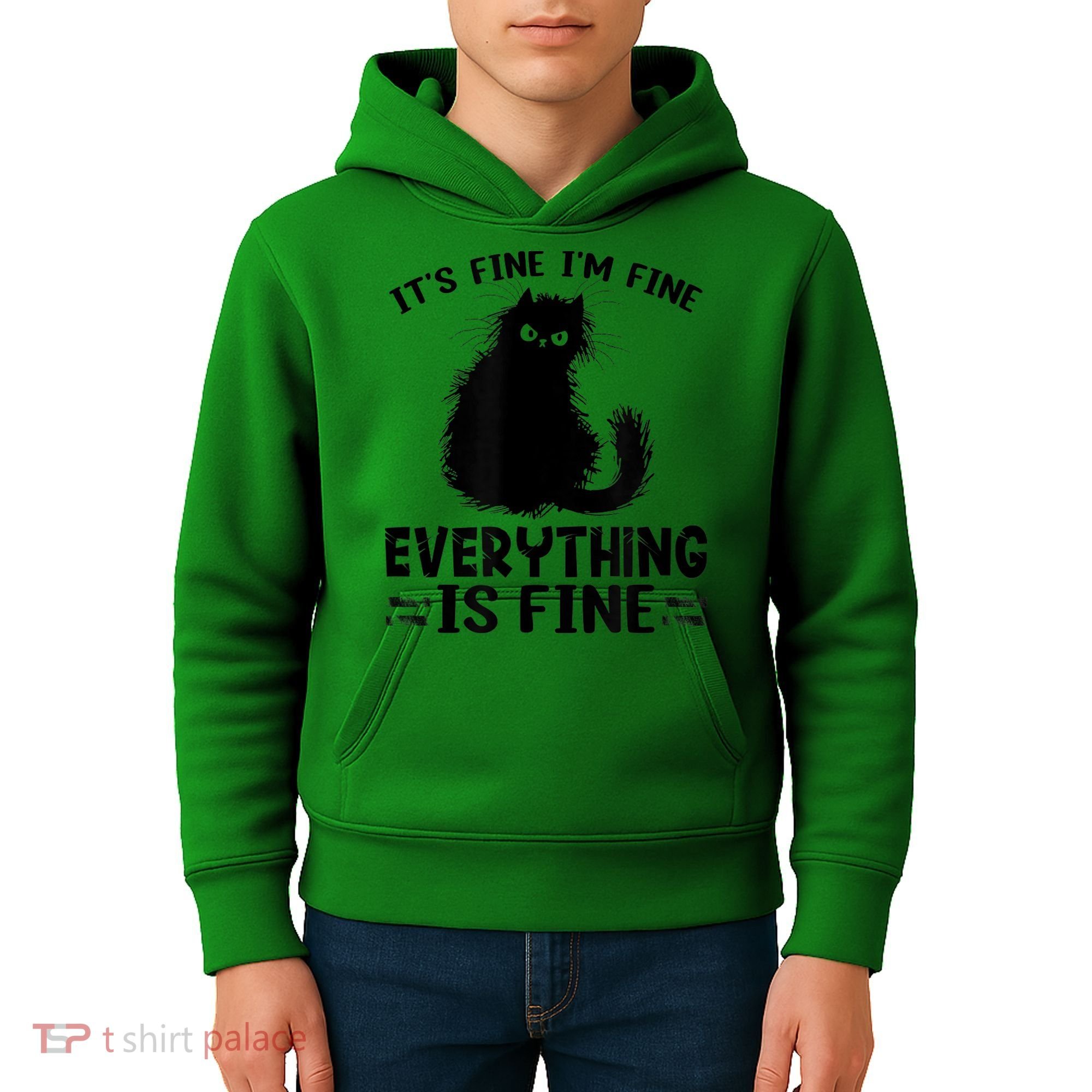 Funny cat It's Fine I'm Fine Everything Is Fine Meow Kitty Kids Hoodie