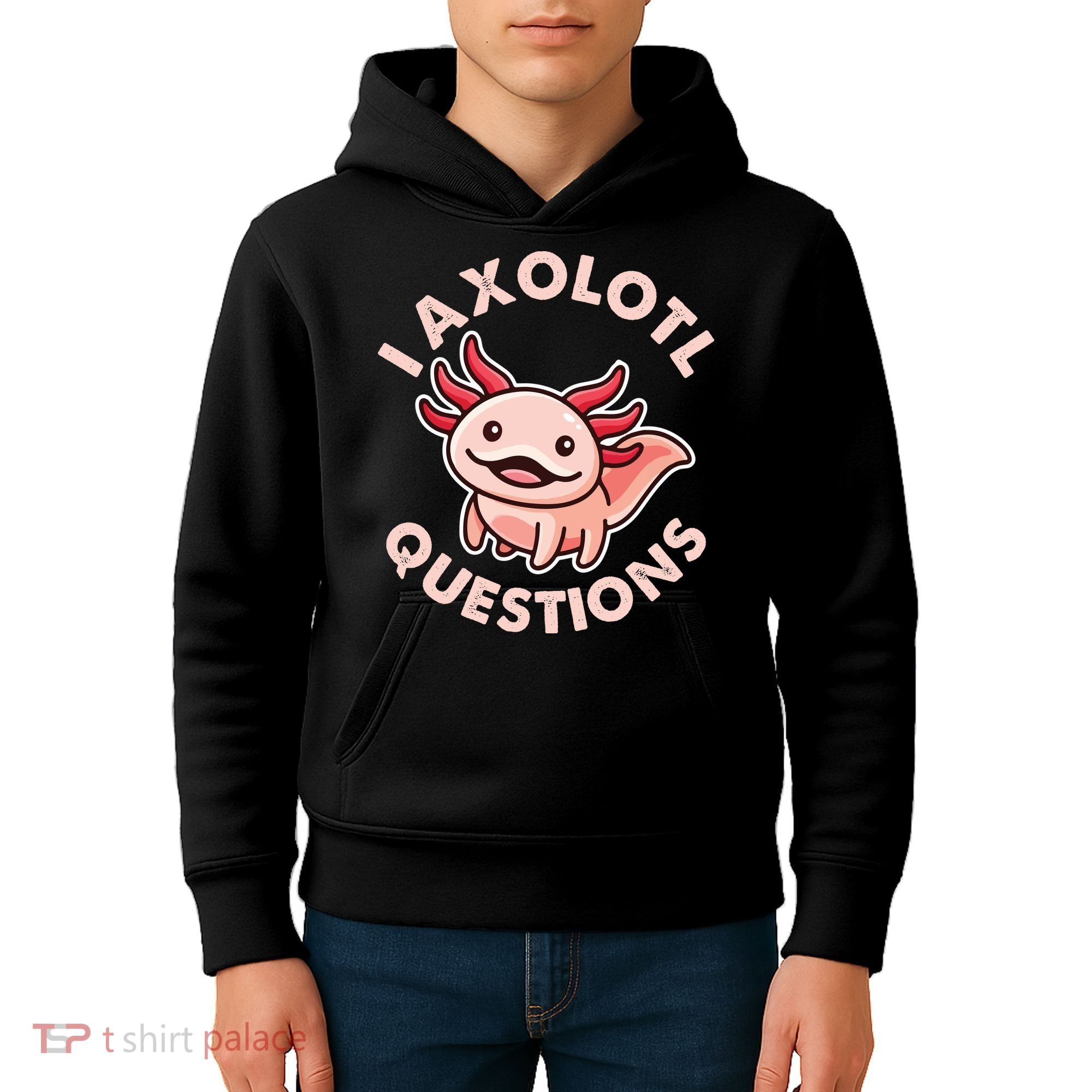Funny Cute I Axolotl Questions Kids Hoodie