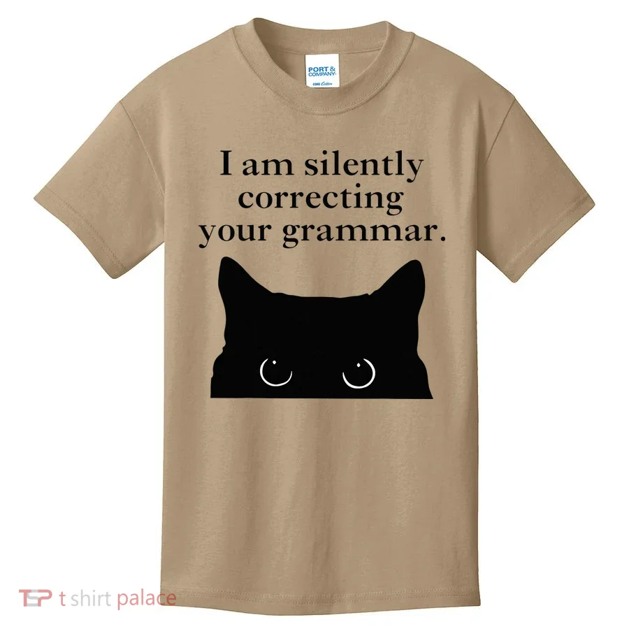 Funny Cat I Am Silently Correcting Your Grammar Kids T-Shirt