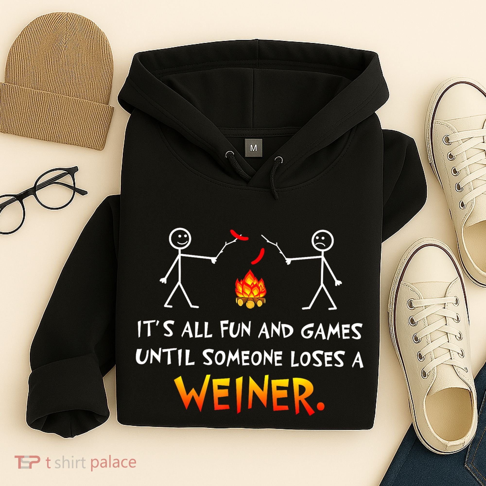 Funny Camp Its All Fun And Games Until Someone Loses Weiner Gift Hoodie