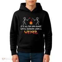 Funny Camp Its All Fun And Games Until Someone Loses Weiner Gift Kids Hoodie thumb 4