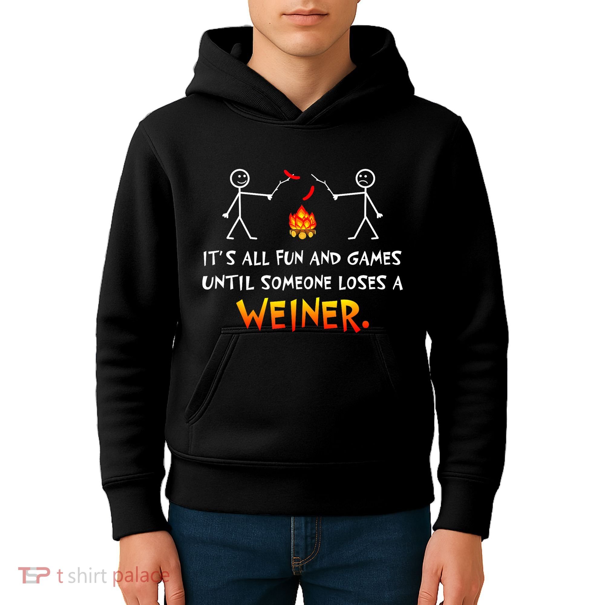 Funny Camp Its All Fun And Games Until Someone Loses Weiner Gift Kids Hoodie