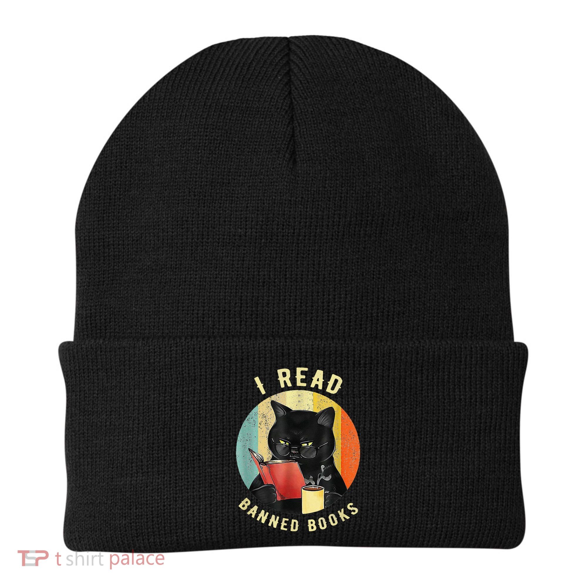 Funny Cat I Read Banned Books Bookworms Loves Reading Books Beanie