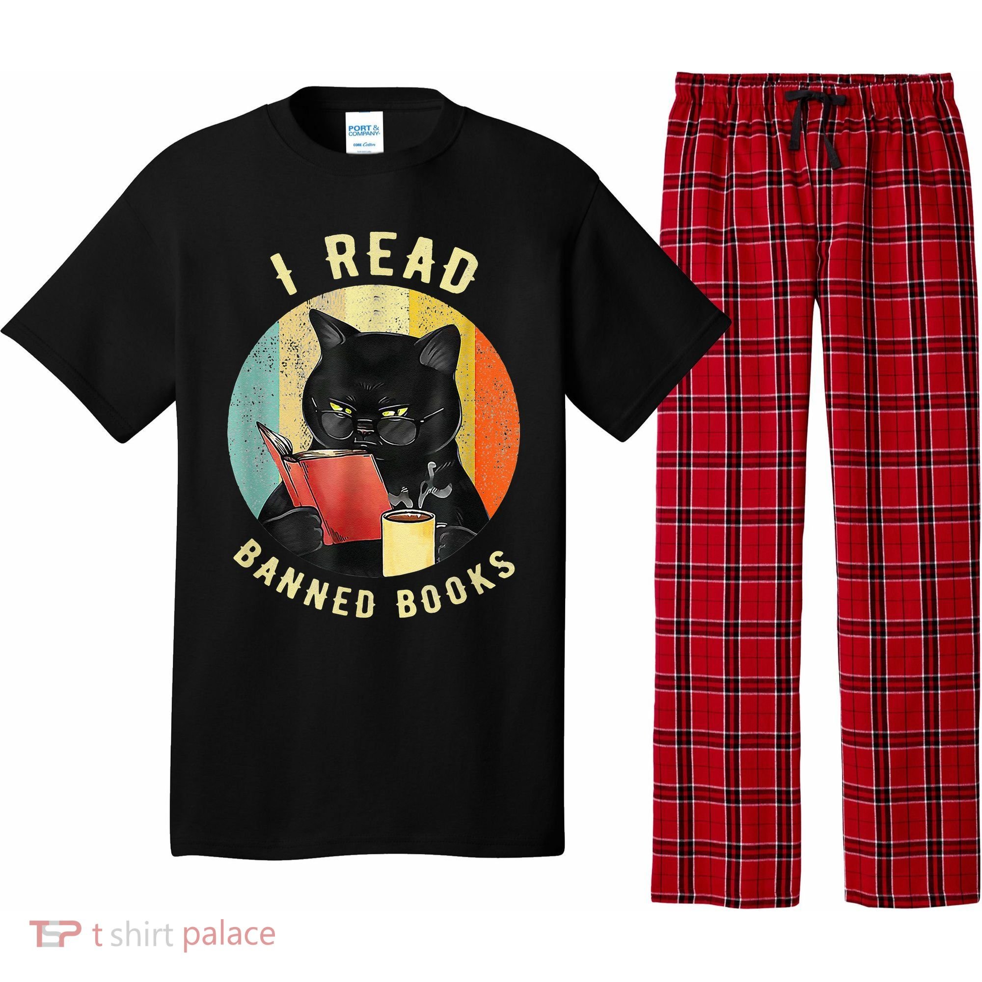 Funny Cat I Read Banned Books Bookworms Loves Reading Books Pajama Set