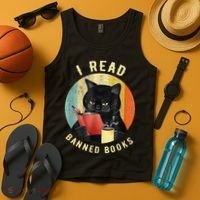 Funny Cat I Read Banned Books Bookworms Loves Reading Books Tank Top thumb 4