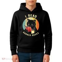 Funny Cat I Read Banned Books Bookworms Loves Reading Books Kids Hoodie thumb 4