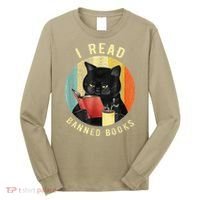 Funny Cat I Read Banned Books Bookworms Loves Reading Books Long Sleeve Shirt thumb 0