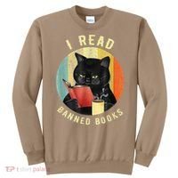 Funny Cat I Read Banned Books Bookworms Loves Reading Books Sweatshirt thumb 0