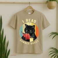 Funny Cat I Read Banned Books Bookworms Loves Reading Books T-Shirt thumb 2